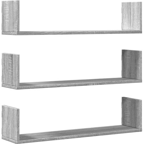 Wandregale 3 Stk. Grau Sonoma 80x18x18 cm Holzwerkstoff vidaXL