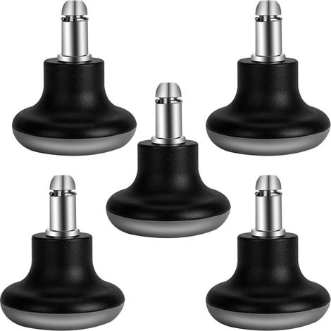 Irovami Roulettes de rechange Bell Glides pour chaises de bureau, pivotantes et fixes, profil court, avec patins en feutre autocollants noirs (lot de 5). (1/5)