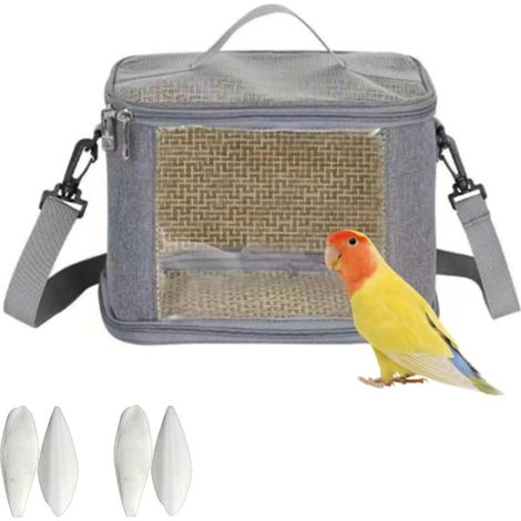 Cage de transport pour oiseaux, cage pour perruches, caisse de transport pour oiseaux, sac de transport portable pour oiseaux, sac de voyage, cage de transport transparente et respirante pour animaux (1/5)