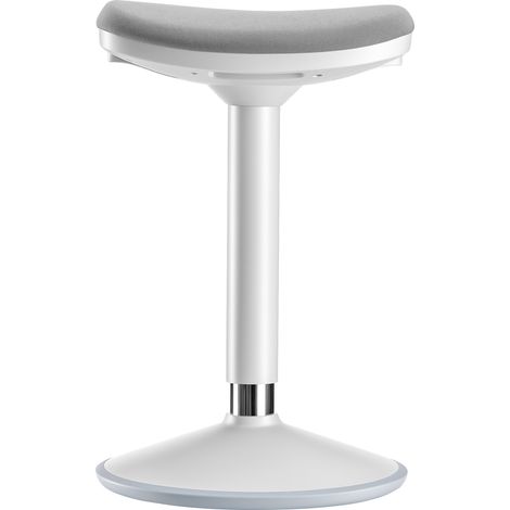 Wiltec Sitz- & Stehhocker grau, Drehhocker höhenverstellbar bis 82 cm, Polsterhocker bis 135 kg, moderner Hocker drehbar für Büro und Homeoffice