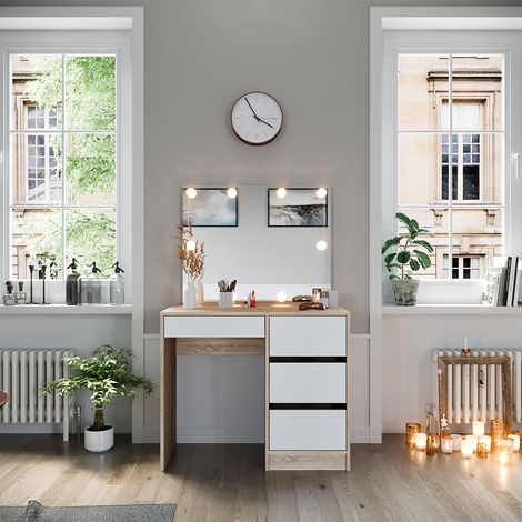 Tavolo da toeletta Sherry, Sonoma, 90 cm con illuminazione a LED, Vicco