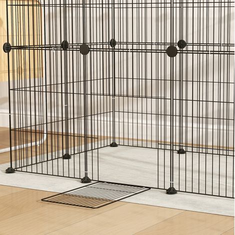 Recinto modulare per piccoli animali 120 x 60 x 80 cm in acciaio nero da interno – MEUBLIV (1/5)