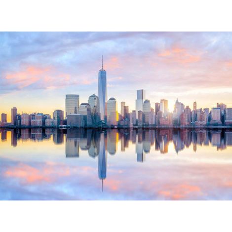 Papier peint panoramique new york avec un lac Tapisserie panoramique salle à manger et bureau Papier peint panoramique coloré moderne et réaliste (1/4)