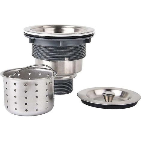 Évier de cuisine de 3-1/2 pouces avec panier à déchets profond amovible, couvercle à assembler et à sceller, acier inoxydable (1/4)
