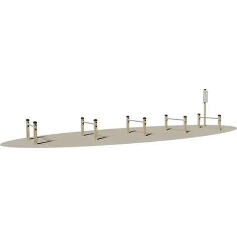 Superamento Ostacoli 2 Giochipark 5 moduli legno 9x9cm barre acciaio EN 16630 (1/2)