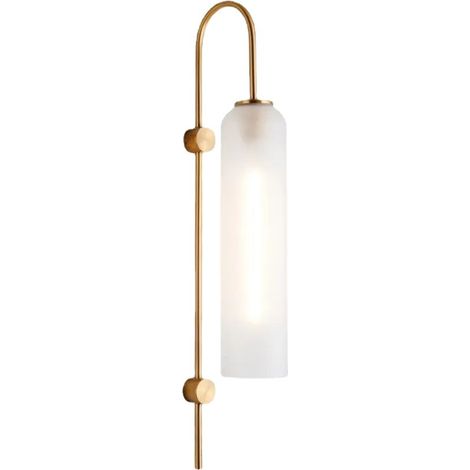 Klok – Wandleuchte Gold 75 cm 1xE27 Metall + Milchglas (1/5)