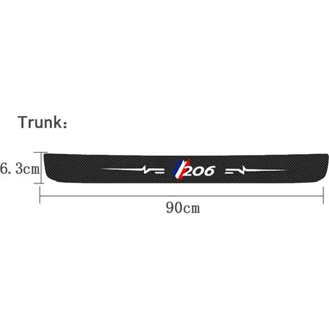 (Coffre 1 pièce) Protection de seuil de porte arrière en fibre de carbone pour Peugeot 206 : autocollants anti-rayures et protections pour le coffre (1/3)