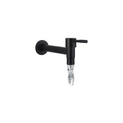 Robinet d'Eau Froide Monté Murale, Acier Inoxydable Noir Mat Robinet Salle de Bain ou Cuisine Élégant