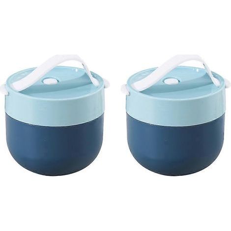Set bestehend aus tragbaren Frühstücksbechern, Suppenbechern, praktischen Lebensmittelbehältern und Milchbehältern – 11,00 x 10,00 x 10,00 cm – Blau (1/4)