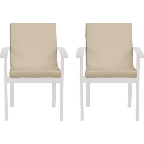 Set 2 Cuscini per Sedia da Giardino 90x45x5 cm in Dralon Allegro Ecru (1/4)