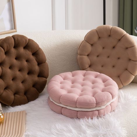 Filiyano-Coussin de canapé en forme de sandwich au chocolat (35 cm) - Imitation biscuit sandwich (1/4)
