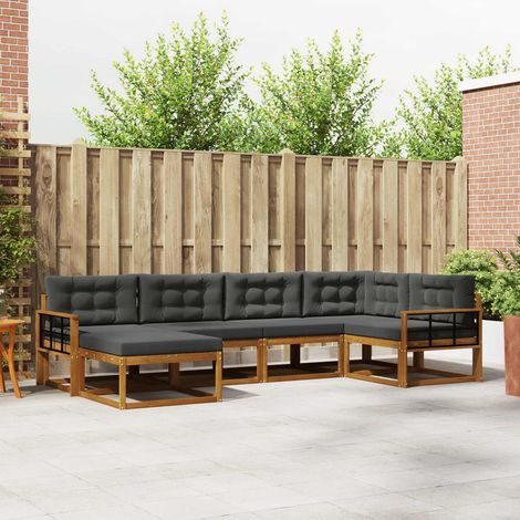 Outdoor-Sofagarnitur mit Kissen 6 pcs Natur und Anthrazit