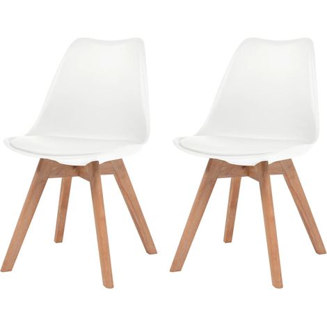 Lot de 2 Chaises Chaises de salle à manger Chaise de cuisine Blanc Similicuir 87907 (1/5)