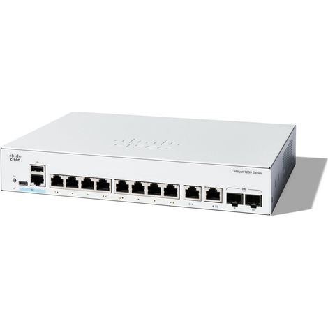 Commutatore Cisco Catalyst 1200-8T-E-2G Intelligente con 8 Porte GE, Alimentatore Esterno, Porte Combiné 2x1GE, Garanzia Limitata a Vita (1/2)