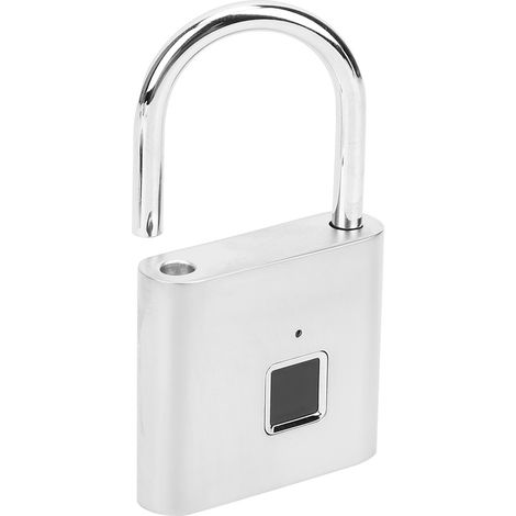 Cadenas intelligent à empreinte digitale rechargeable USB avec voyant LED de sécurité pour sac à dos, bagage et armoire (argent) (1/5)