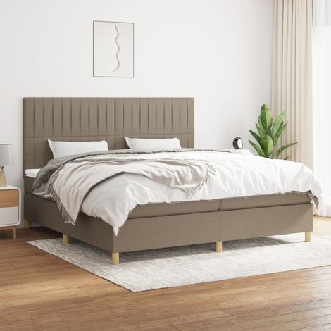 Sommier à lattes de lit avec matelas Taupe 200x200 cm Tissu (1/5)