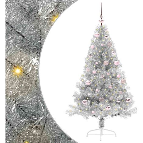 Artificial Pre-lit Christmas Tree Silver 150 cm PET vidaXL