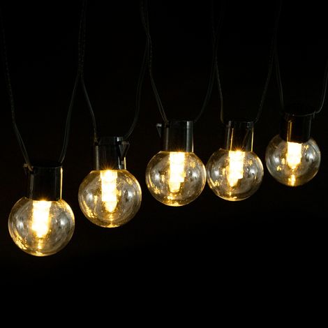 Catena luminosa a Led decorativa a energia solare 10 metri 20 lampadine a sfera trasparenti Bianco caldo Aigostar (1/5)