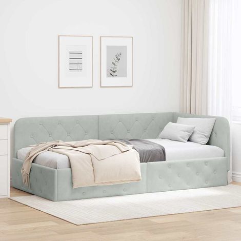 Estructura de cama en esquina Gris Claro 90 x 200 cm Terciopelo