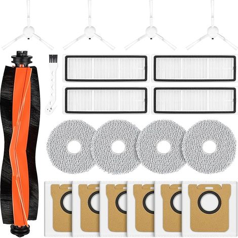 20 Accessoires pour Xiaomi X20+ Robot Aspirateur. 1 Brosse Principale, 4 HEPA Filtres, 4 Chiffons, 6 Sacs à poussière, 4 Brosses latérales,1 Brosse de Nettoyage (1/5)