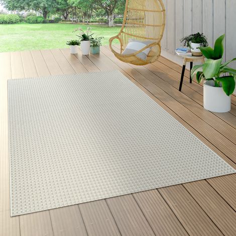 Paco Home Tapis Intérieur & Extérieur Tissage À Plat Aspect Sisal Look Naturel Uni Blanc 120x170 cm