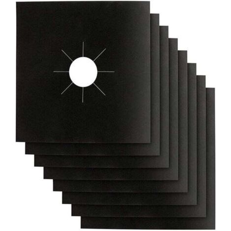 BUNTHAUS PA Couvercle pour plaque de cuisson à gaz - Noir - 0,2 mm - Double couche - Réutilisable - Antiadhésif - Nettoyage rapide - Dimensions : 28 cm x 28 cm - Sans BPA (lot de 8) (1/4)