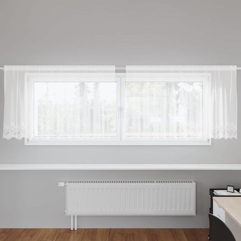 vidaXL Rideau en Dentelle Floral Blanc 100 x 300 cm Polyester (1/5)