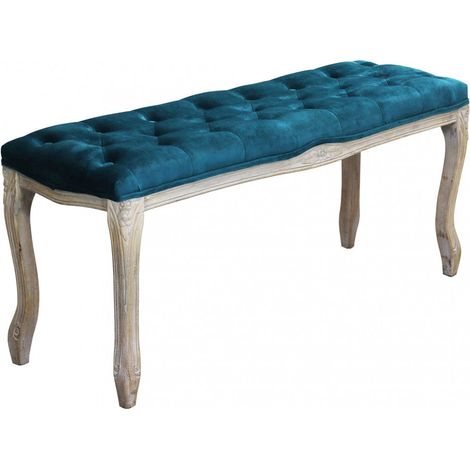 Panca Misty in Velluto Blu 110x36x47 h cm in Legno Blu (1/5)