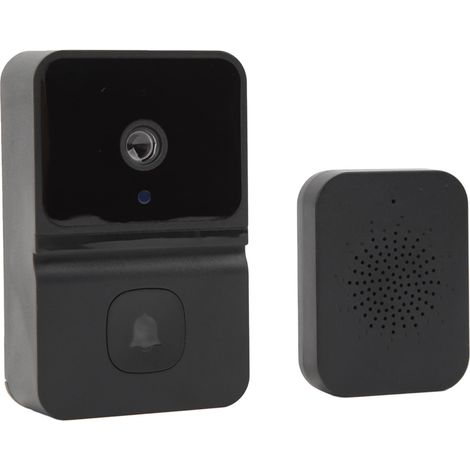 Sonnette connectée noire 1080p WiFi sans fil avec communication bidirectionnelle, vision nocturne, grand angle, application et lecture dans le cloud pour la maison (1/5)