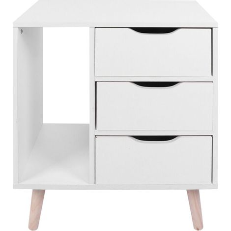 Freistehender Nachttisch fürs Schlafzimmer, Nachttisch, Schrank mit Schubladen, Fußablage (1/4)