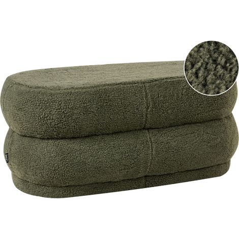 Banc Rembourré Moderne Tabouret d'Appoint Bouclé Vert Ellendale