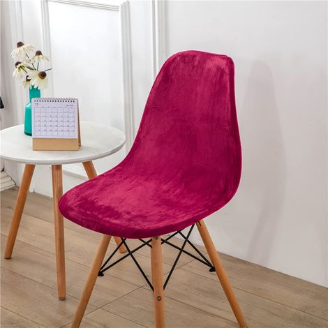 Housse scandinave lot 2 housses élastiques chaise velours universelle sans accoudoirs (Rouge Bordeaux) (1/5)