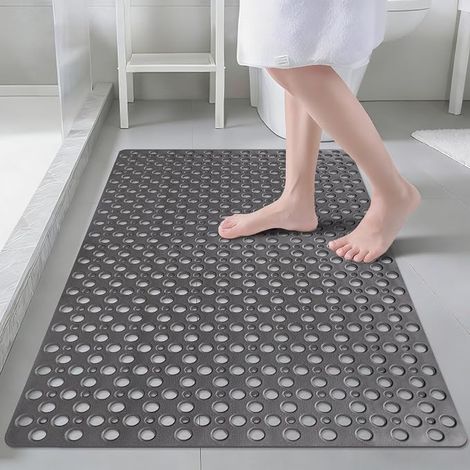 Non-Slip Shower Mat, Large Square Bath Mat 60 x 90 cm with Suction Cups, Antibacterial Washable Bath Mat for Shower, Bathtub (1/5)