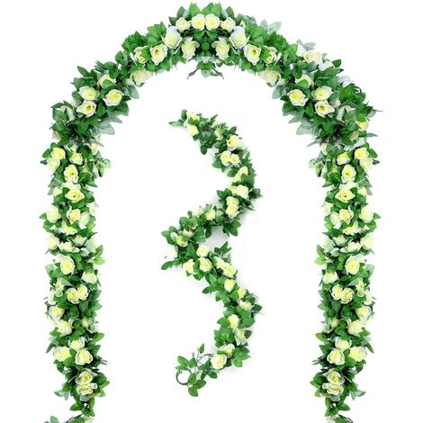Guirlande de roses artificielles de 2,2 m, lierre et rose suspendus, idéale pour mariage, maison, hôtel, bureau, fête, jardin, artisanat et décoration.-AquaForge (1/5)