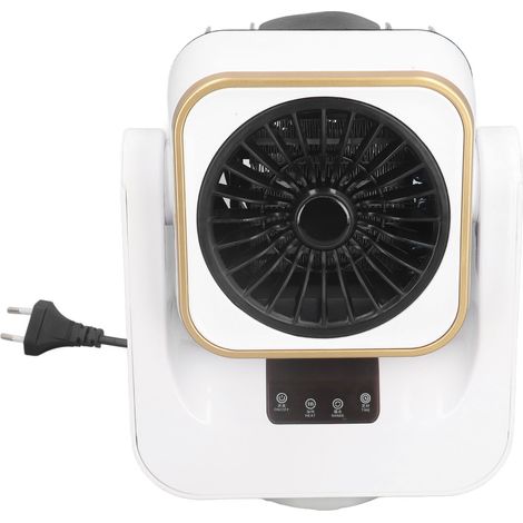 Elektrische Tischheizung, klein, Kühl-/Warmfunktion, mit Fernbedienung, für Zuhause, Büro, Studentenwohnheim, EU, 220 V, 1000 W, Schwarz (1/5)