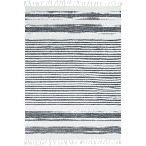 TERRA COTTON LIGNES - Tapis 100% coton lignes gris-blanc 120x170 (1/5)