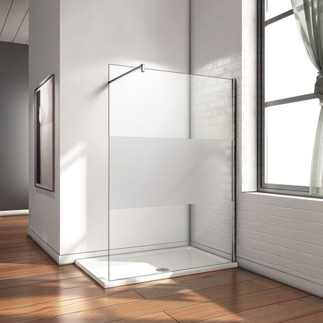 AICA 700x1950mm Shower Enclosure Semi-Frosted Glass Walk In Wet Room Shower Screen (1/5)