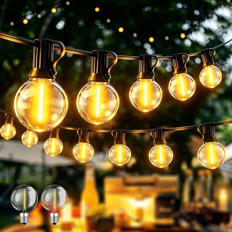 LED Guirlande Lumineuse Guinguette Exterieure, 15M Guirlande Guinguette Exterieur LED Ampoules IP44 Imperméable, Chaîne Lumiere Exterieur pour terrasse mariage Noël Pergola Balcon (1/5)
