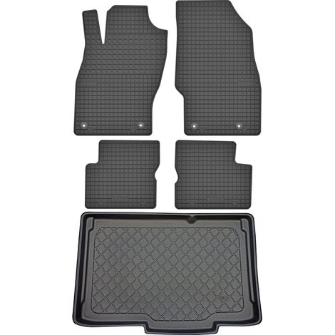 Set di tappetini in gomma per auto e tappetino per bagagliaio per Opel Corsa D Hatchback dal 2006 al 11/2014.