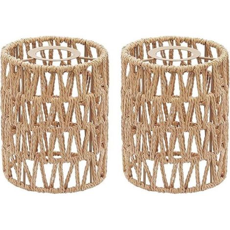 Paket mit 2 handgeflochtenen Rattan-Lampenschirmen, 59 x 5 Zoll, zum Austausch von Stehleuchten oder Pendelleuchten PZCC.