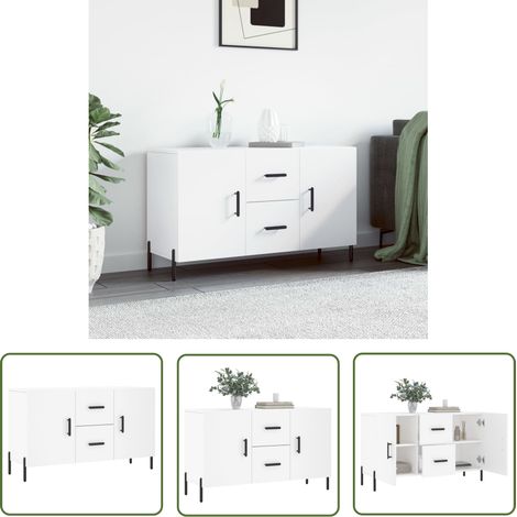 The Living Store Buffet blanc 100x36x60 cm bois d'ingénierie - Buffet - Armoire - Meuble De Rangement - Mobilier Contemporain - Design Moderne (1/5)