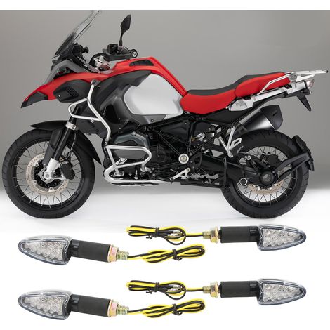 Clignotants moto (avant + arrière) (lot de 4) compatibles avec Honda, Yamaha, Suzuki, Kawasaki, Ducati, etc. 1307 Noir/Ming (1/5)