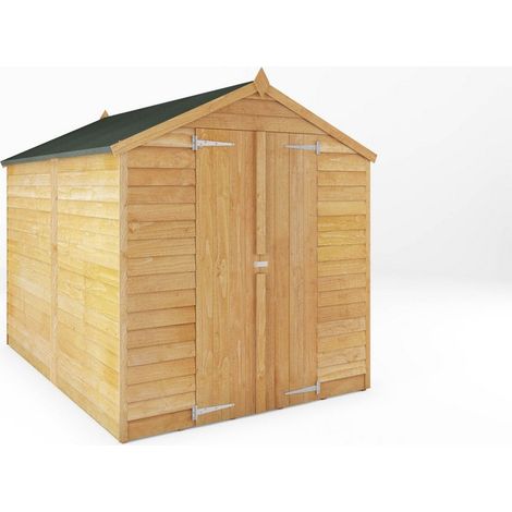 8 x 6 Feet Double Door Overlap Apex Windowless Shed - Timber - L240.4 x W190.5 x H198.6 cm - Brown