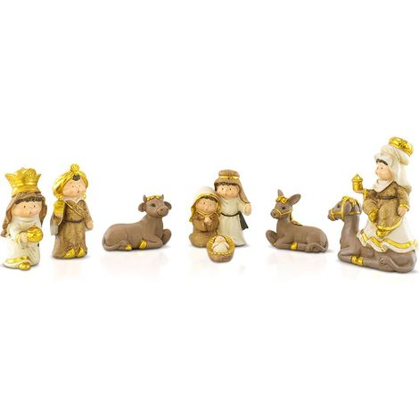 248122 Belén para pesebre 7 pzs Figuras con 9 personajes Decoración navideña