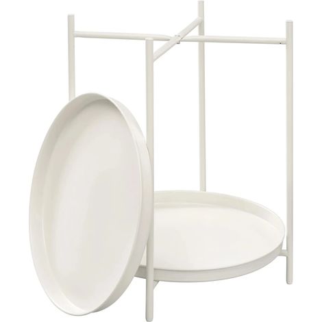 Runder Metall-Beistelltisch mit 2 Ablagen, Creme, 44 x 44 x 53 cm (1/5)