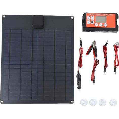 Kit di pannelli solari in polisilicio da 35 W con regolatore di carica per auto, moto, barca, camper o rimorchio. (1/5)