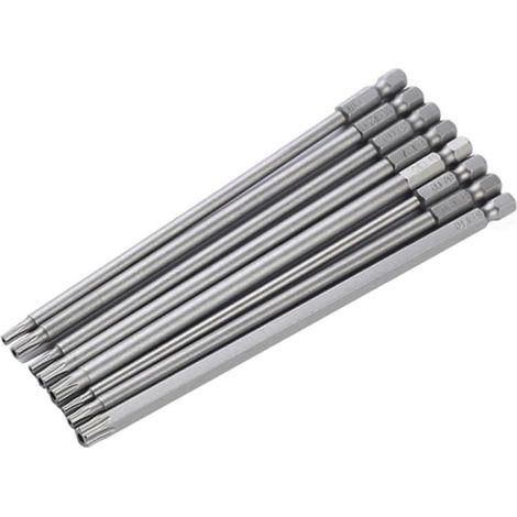 8pièces Jeu Embouts De Tournevis Étoile Embouts Coffret Outils Pour Réparation,100 mm de long (1/4)