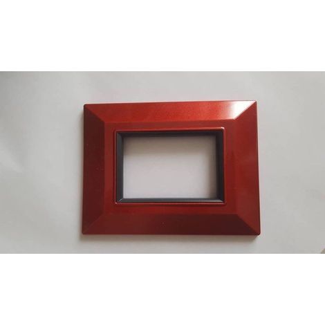 TrAdE Shop Traesio - Placca Placchetta Placchette Compatibili Per Serie Axolute Bticino Colorate Sq - Rosso metallizzato -3 fori -