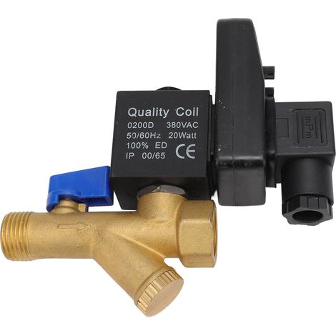 Soupape de vidange électronique DN15 G1/2 16bar Laiton Silencieux Robinet automatique pour Compresseur d'air AC380V (1/5)