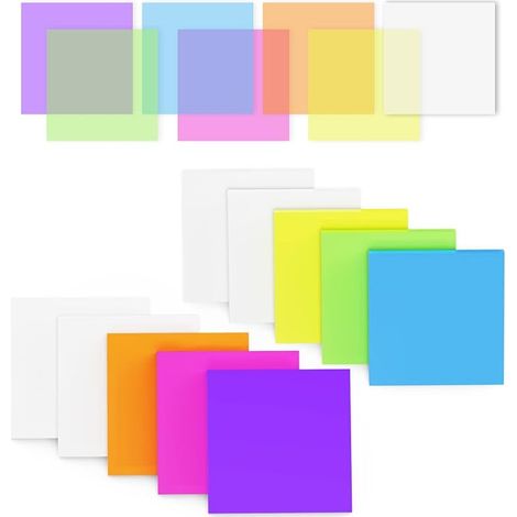 Transparent Sticky Notes 75 x 75 mm, Waterproof Reusable Sticky Memo Stickers, Transparent Sticky Notes for Students, Home and Office (7 Colours) (1/5)